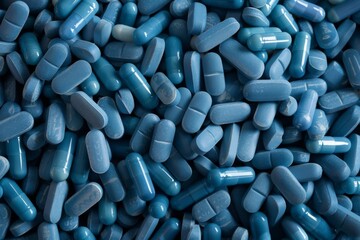 Heap or pile of colorful medicine tablet antibiotic pills. Pharmacy abstract texture background