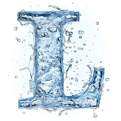 ice letter l in water with bubbles and soft light 