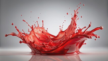 Vibrant red liquid splash against a transparent background, capturing dynamic motion and energy, perfect for creative compositions and abstract designs.