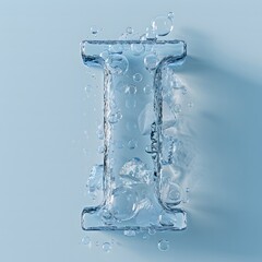 ice letter i in water with bubbles and soft light 