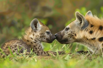 Obraz premium Hyena Cubs Suckling
