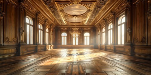 Obraz premium The classic elegance of a vast wooden chamber exudes timeless sophistication and grandeur.