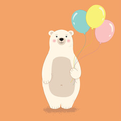 Cute vector bear with balloons 
