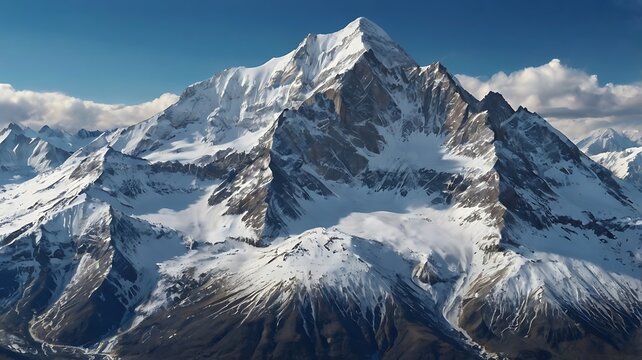 shows a snow-capped mountain range with a bright 