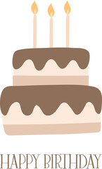 Vector tasty cake with candles on white background 