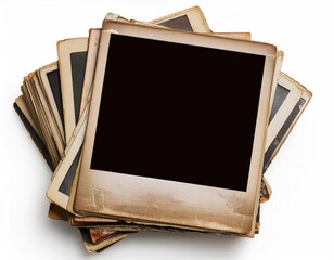 Grunge stack of photos with clipping path