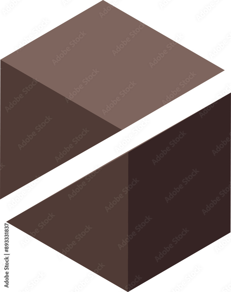 Poster brown hexagon with a diagonal line cutting through it creating negative space