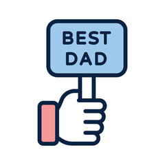 Hand holding best dad poster, fathers day icon design