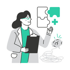 Mental Health character illustration with line style, perfect for user interface project