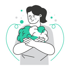 Mental Health character illustration with line style, perfect for user interface project