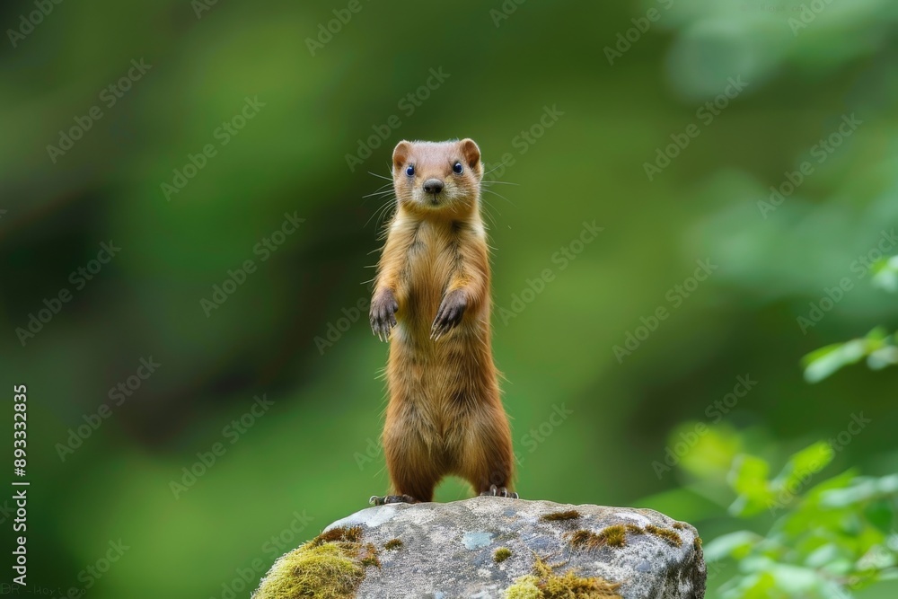 Canvas Prints Pine Martin standing on hind legs to see better