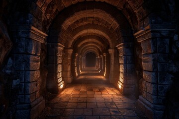 Ancient chambers leading to a secret sanctuary are shrouded in dim lighting, enhancing the sense of mystery and intrigue.