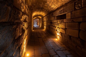 Ancient chambers leading to a secret sanctuary are shrouded in dim lighting, enhancing the sense of mystery and intrigue.
