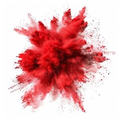 The transparent background is dotted with small red splashes of dust or paint. An explosion of ground paprika and red spice powder.