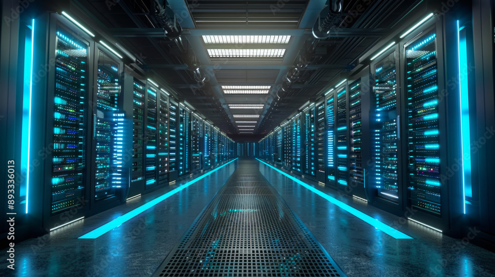 Poster data center reliability, state-of-the-art data center with advanced technology and robust security m
