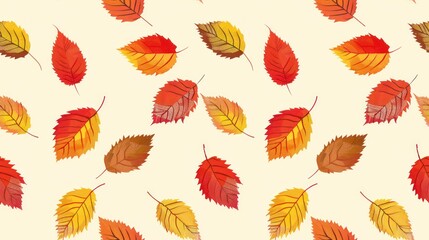 Obraz premium Autumn leaves pattern with vibrant red and yellow hues.