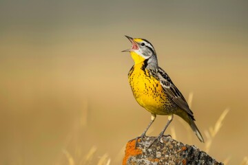 Fototapeta premium Western Meadowlark male singing