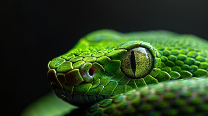 Fototapeta premium Close-up of a green snake's eye, the image highlights the beauty and detail of this reptile