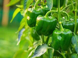 Harvest Time: A Bountiful Green Bell Pepper Plant