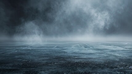 Texture dark concrete floor with mist or fog.