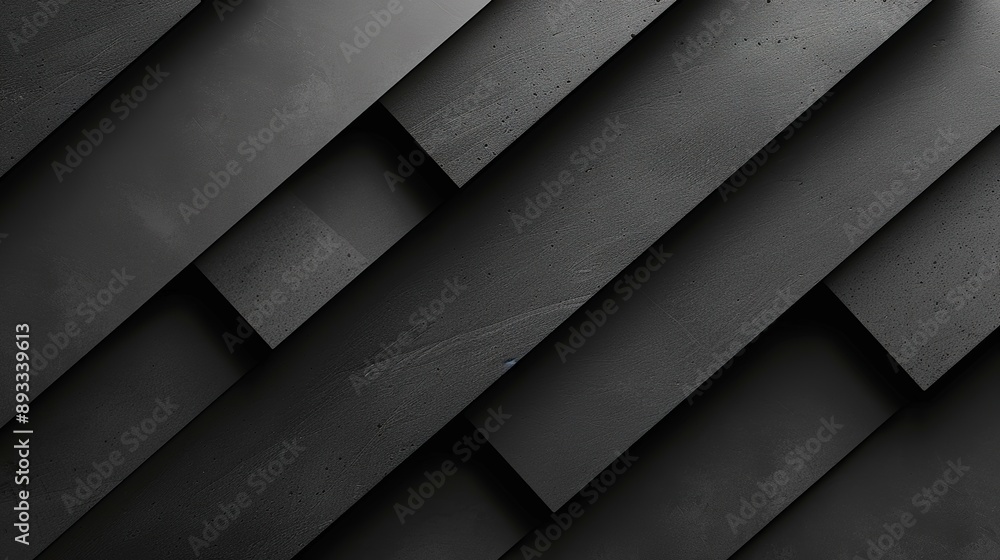 Poster dark graphite grey abstract textured geometric stepped background with fly rectangle paper sheets, s