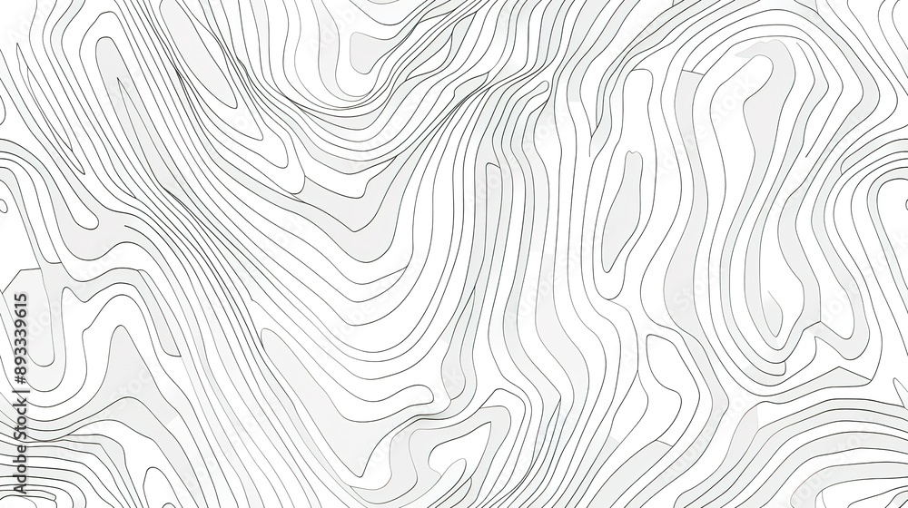 Poster abstract topographic line pattern on white background with geographical map texture. -