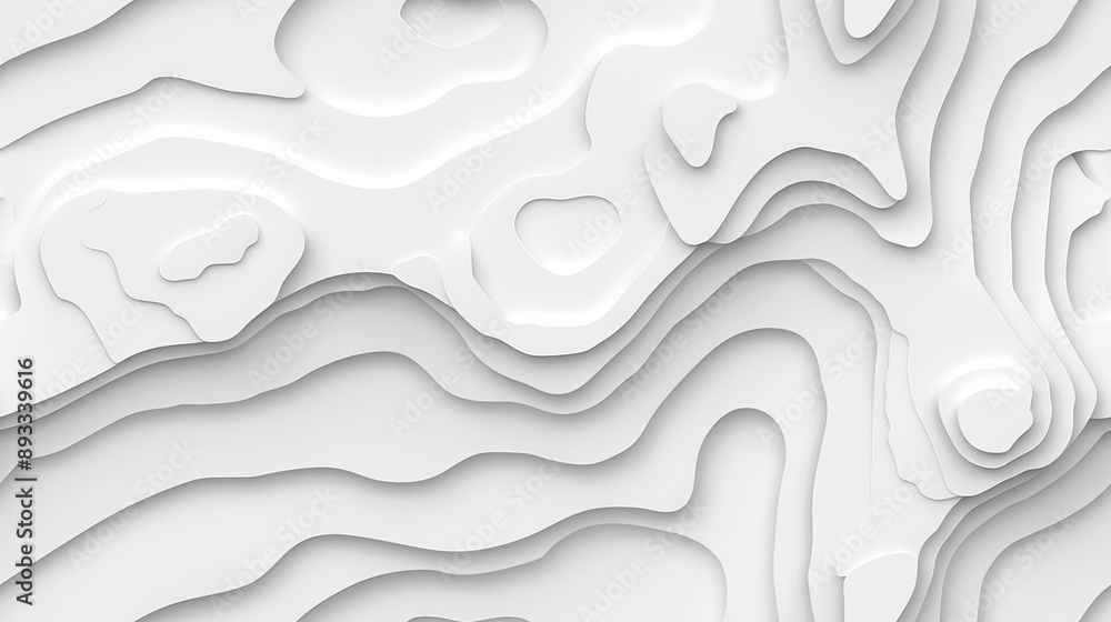 Poster abstract topographic line pattern on white background with geographical map texture.