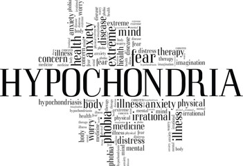 Fototapeta premium Hypochondria: Health Anxiety word cloud conceptual design isolated on white background.