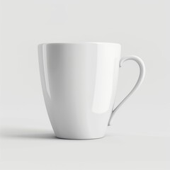 Obraz premium Plain white coffee mug with handle, isolated on a white background, ready for customization or branding.