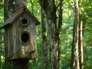 Nestled Among the Trees: A Bird Watcher's Haven in 4:3 Aspect Ratio