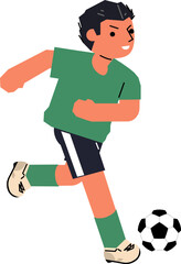 Soccer Player Kicking Ball. Football Player in motion and action with ball.