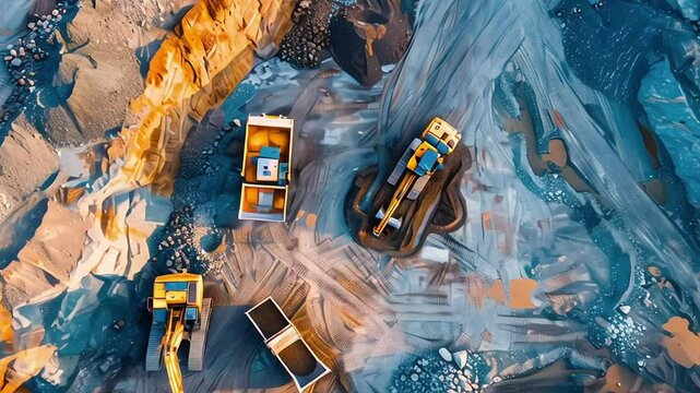 A modern mining operation with heavy machinery and mining trucks