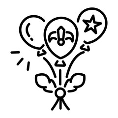A linear style icon of balloon bunch