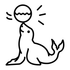A circus seal icon in outline style