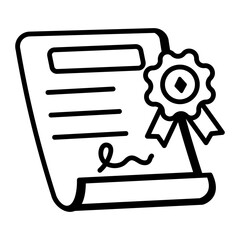 A doodle style icon of diploma