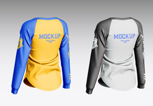 Baseball Henley Raglan Longsleeve Shirt Mockup