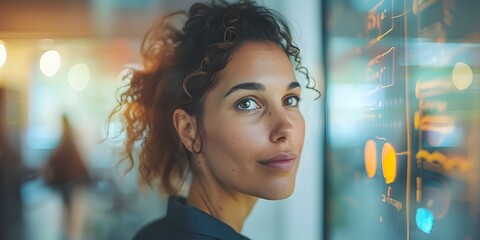 Confident and Innovative Female Business Leader Engaging in a Team Meeting