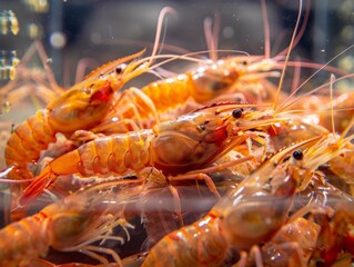 Freshly harvested aquarium-raised shrimp now available at the fish market -- 