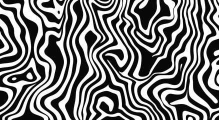 Fototapeta premium A seamless pattern of black and white wavy lines, creating an abstract background with organic shapes.