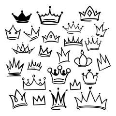set of hand drawn crowns vector