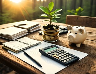 Concetto di investimento in green economy, investire nell'economia verde e circolare, guadagnare e risparmiare energia