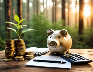 Concetto di investimento in green economy, investire nell'economia verde e circolare, guadagnare e risparmiare energia