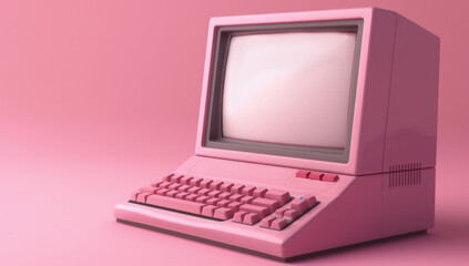 3D render of a computer blank screen in a simple minimalist style on a pink background.