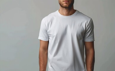 Crisp White T-shirt Mockup on Pure Background with Sharp Focus | 50mm Lens Isolated Object Photography Perfect for Product Mockup