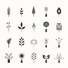 Minimalist logo set nature design vector illustration