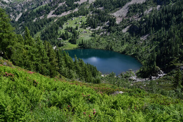 Lake Varnio, an artificial reservoir located above Fontainemore in the Aosta valley