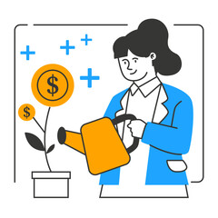 Business character illustration with line style, perfect for user interface project