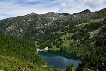 Lake Varnio, an artificial reservoir located above Fontainemore in the Aosta valley