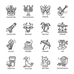Collection of Linear Style Celebration Icons

