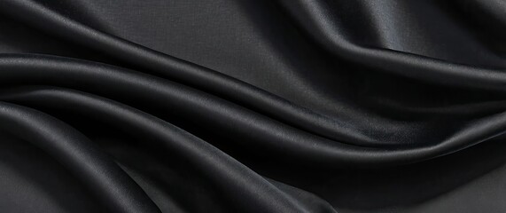 Obraz premium Luxurious black silk fabric draped elegantly, perfect for fashion, decor, or special events that require a touch of sophistication.